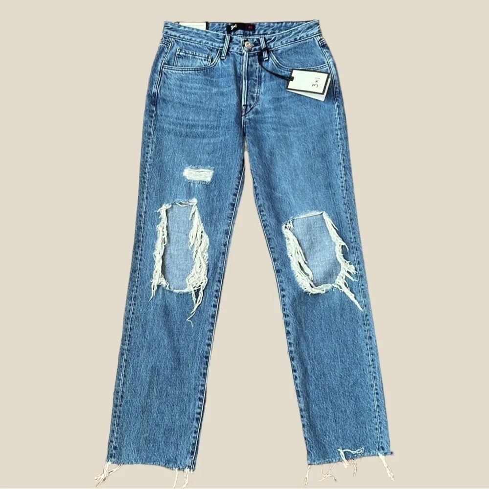 3x1 Boyfriend Jeans Ripped Knee Jeans Boyfriend Straight Grunge Size‎ 24